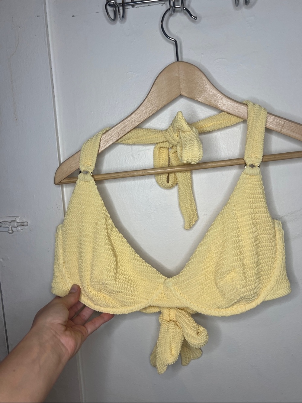 Monday Swimwear Pale Yellow Knit Tie Bralette